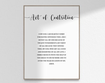 Act of Contrition Prayer Gift Christian Prayer Home Decor Prayer Bible Wall Art Print Image Poster Printable DIGITAL DOWNLOAD JPG