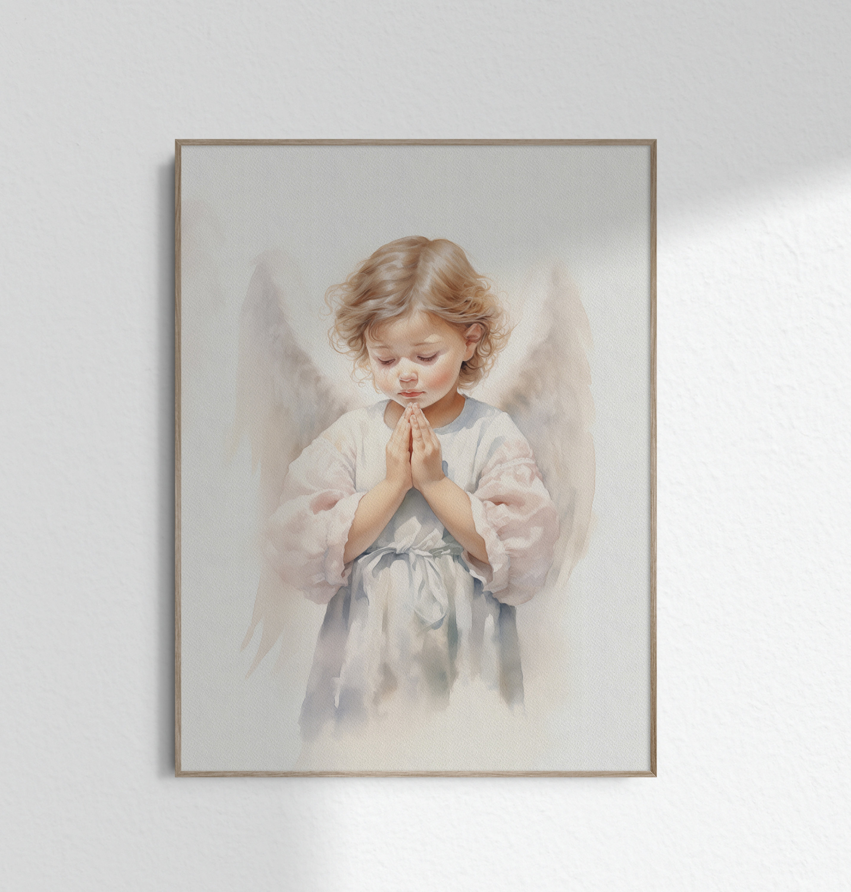 祈る天使のアート 天使の翼 キリスト教の保育園アート 子供部屋 新生児