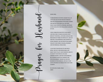 Prayer for Husband, Christian Marriage Prayer, Spouse Wedding Anniversary Gift Bible Wall Art Print Poster Printable DIGITAL DOWNLOAD JPG