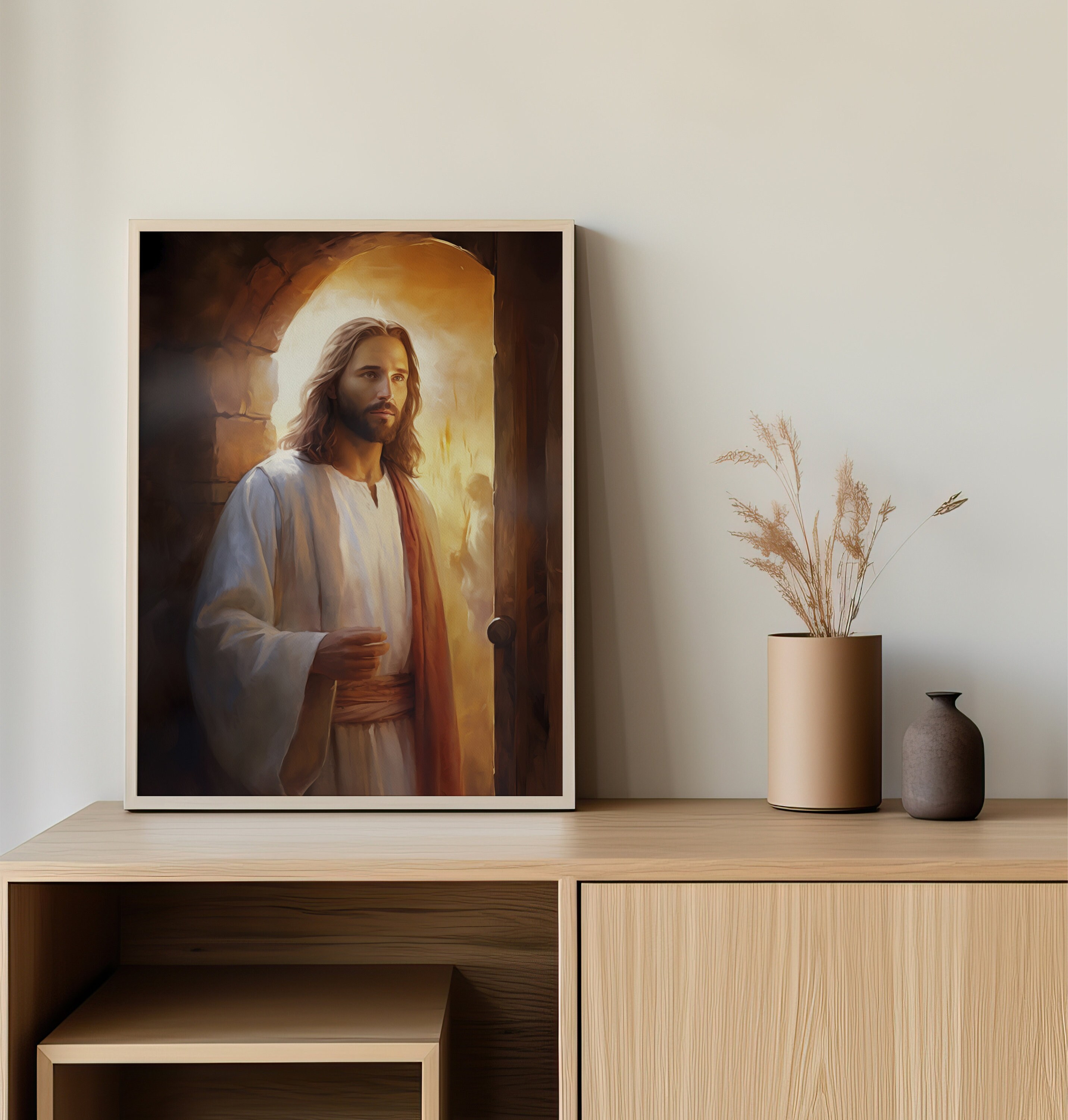 Jesus Knocking at the Door Christ Savior Painting Christian Bible LDS ...