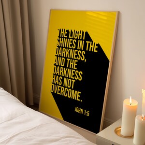 Light Shines in the Darkness John 1 5 Wall Art Christian Bible Verse ...