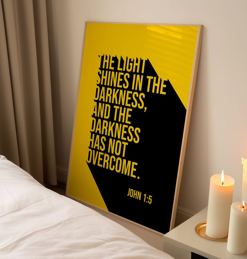 Light Shines in the Darkness John 1 5 Wall Art Christian Bible Verse ...