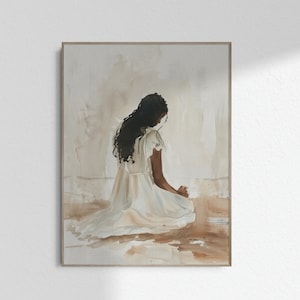祈る黒人少女の壁アート 祈る黒人女性アート 祈るアート キリスト教の少女の祈る手 プリント絵画 ポスター 印刷可能 デジタルダウンロード