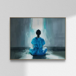 Nurse&#39;s Prayer Art Praying Christian Nurse Gift Christian Art, EMT Doctor Prayer Painting Bible Wall Print Poster Printable DIGITAL DOWNLOAD