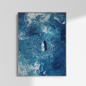 Miraculous Catch Jesus Fisherman Bible Art Christian Fish Wall Decor Miracle of Jesus Printable Painting  Print Poster DIGITAL DOWNLOAD