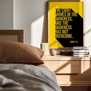 Light Shines in the Darkness John 1 5 Wall Art Christian Bible Verse ...