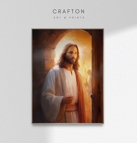 ドアをノックするイエスキリスト救世主絵画キリスト教聖書 LDS