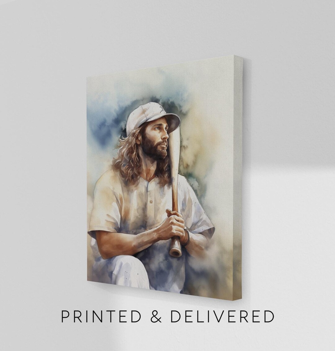 PRINTED Jesus Playing Baseball Christian Wall Art Painting Poster ...