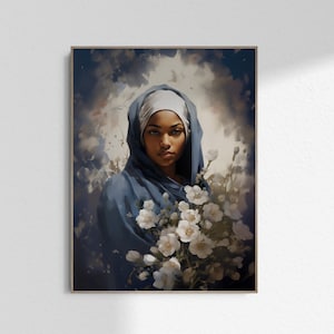 Schwarze Jungfrau Maria schwarze christliche Kunst afroamerikanische Kunst Aquarell Malerei Bibel Wand Kunst Druck Poster Printable DIGITAL DOWNLOAD JPG