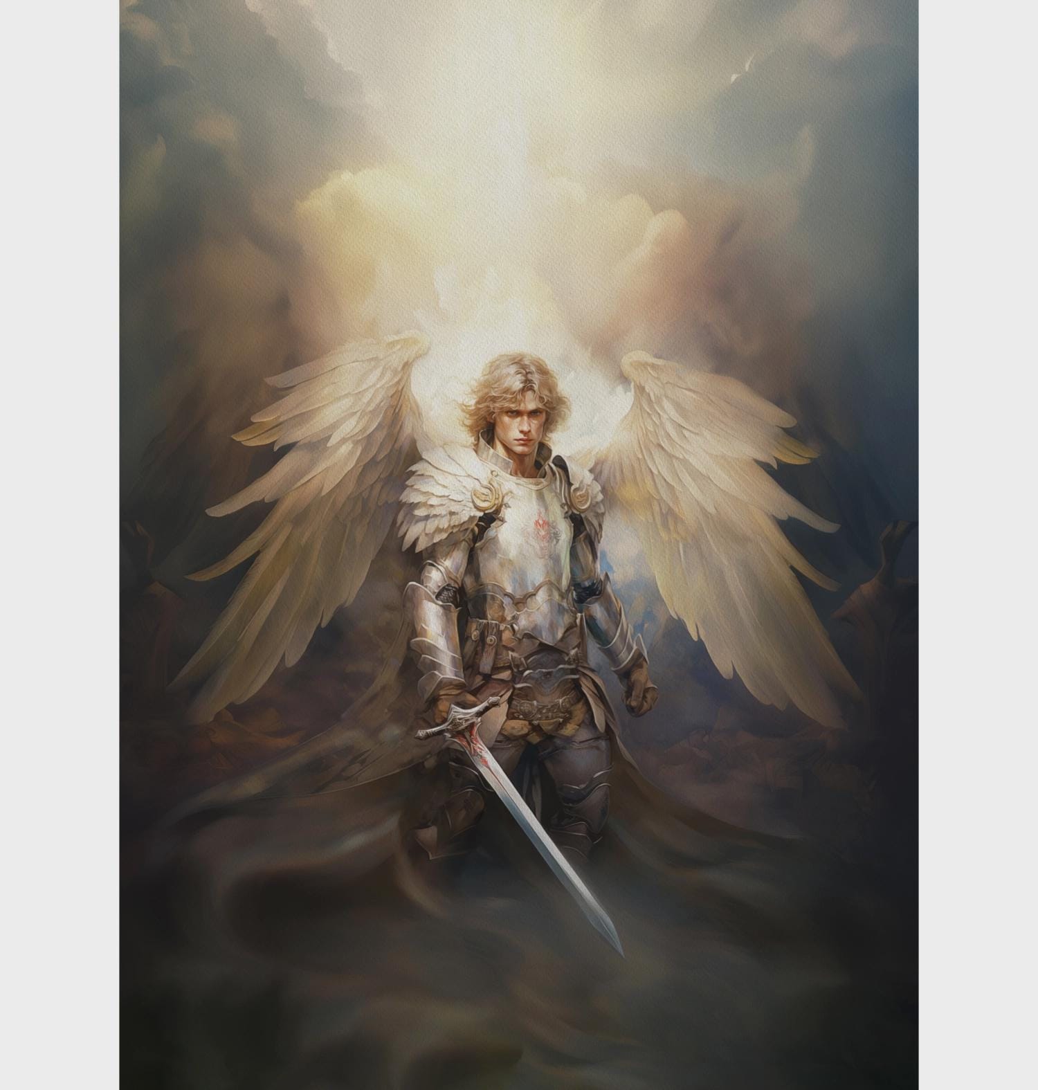 プリントされた大天使ミカエル、アート、天使の戦士、カトリックの