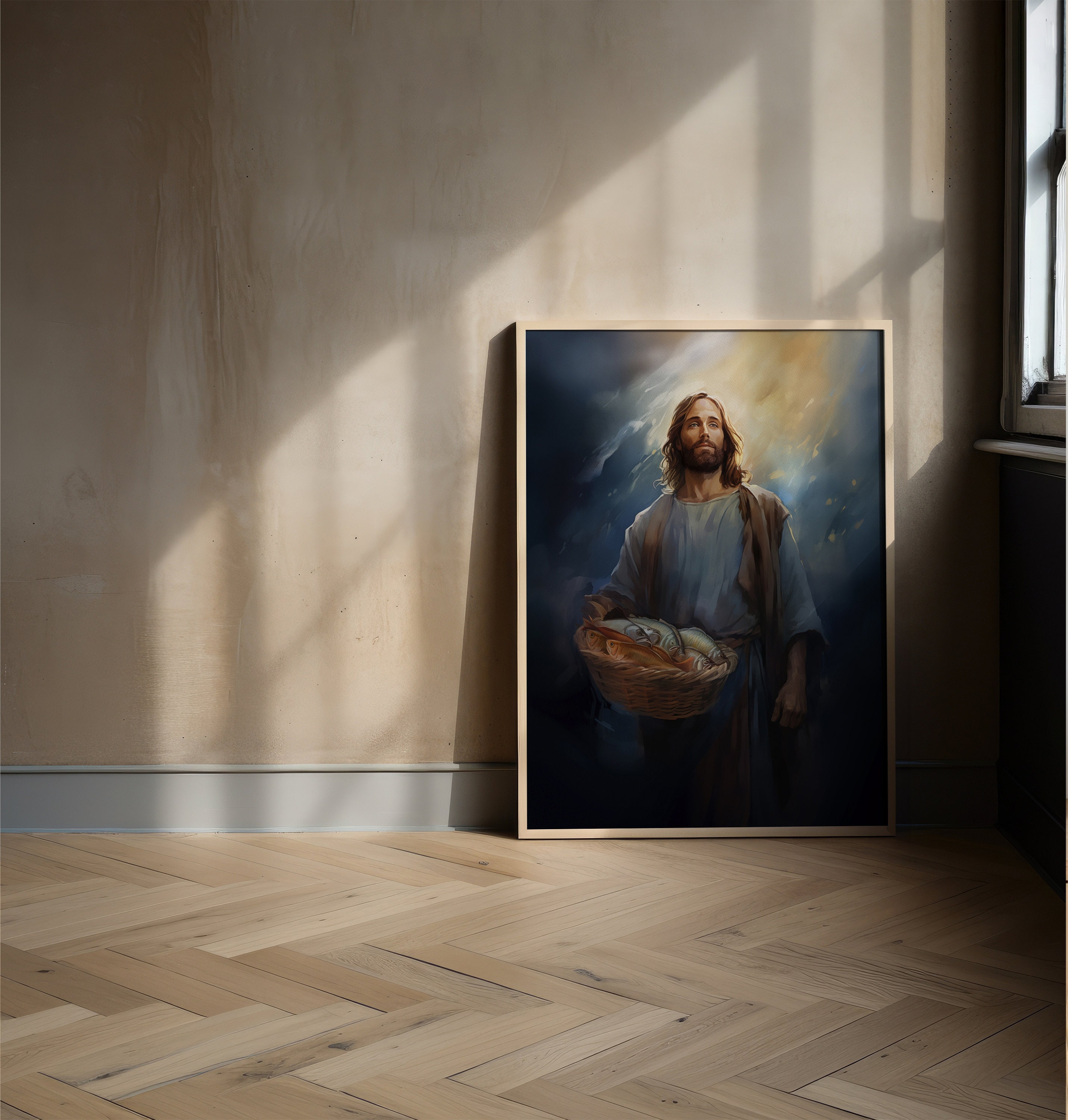 Jesus Miracles Painting Miraculous Catch of 153 Fish Bible Art ...