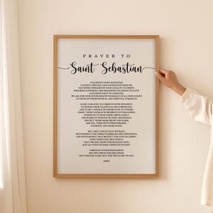 Saint-Sébastien, saint patron des athlètes, cadeau de prière pour saint des sports, cadeau de prière chrétien, impression d'art mural imprimable, téléchargement numérique