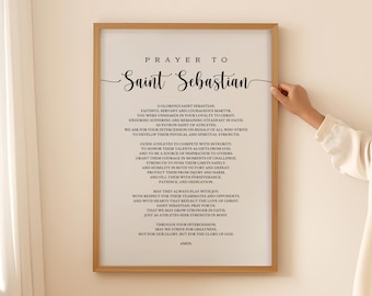St. Sebastian, Patron Saint of Athletes Prayer Gift for Saint of Sports Christian Prayer Gift Wall Art Print Printable DIGITAL DOWNLOAD