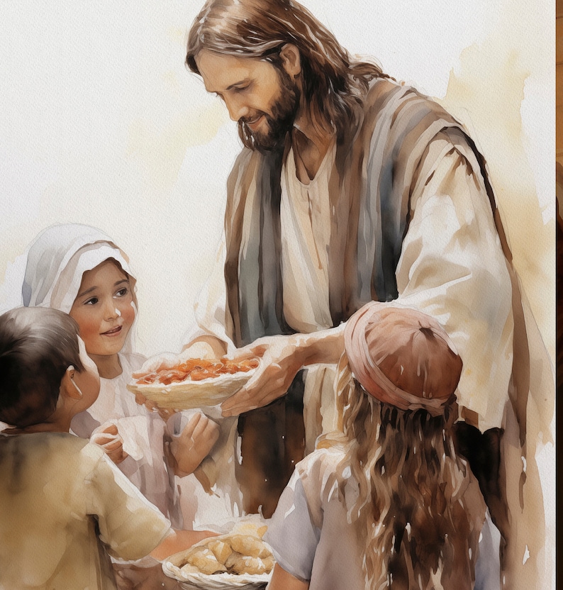 Jesus Feeds 4000 Children & Women, Matthew 14 13-21 Christian Gift Idea