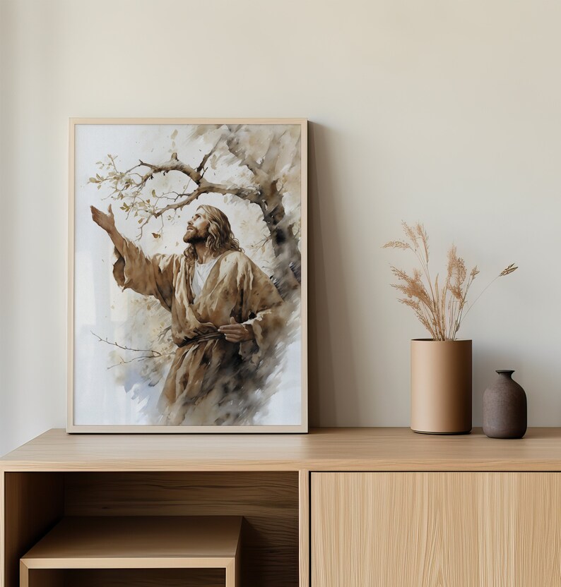 Jesus Withers the Fig Tree Jesus Curses Parable Painting Watercolor