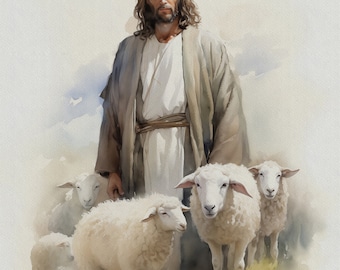 Jesus With Sheep Christ With Sheep Good Shepherd Art Lost Sheep