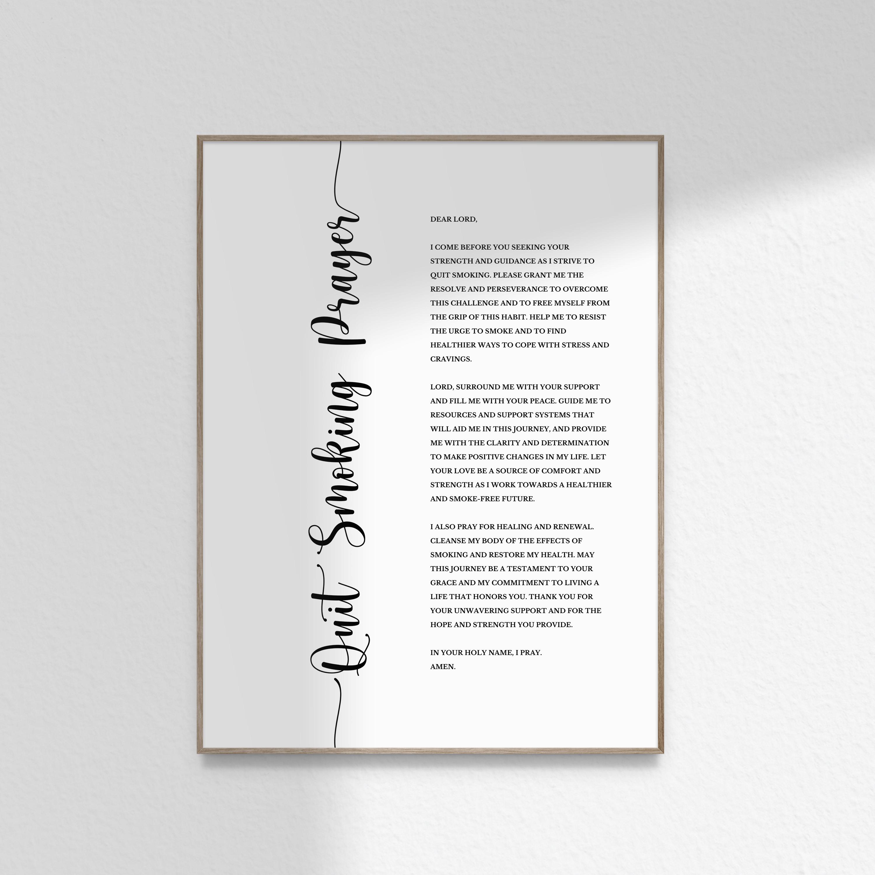 prayer to quit smoking cigarettes Quit Smoking Prayer Christian Support Prayer Serenity Prayer for Nicotine  Users Bible Wall Art Print Poster Printable DIGITAL DOWNLOAD JPG