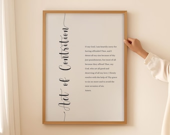 Act of Contrition Prayer Gift Christian Prayer Home Decor Prayer Bible Wall Art Print Image Poster Printable DIGITAL DOWNLOAD JPG