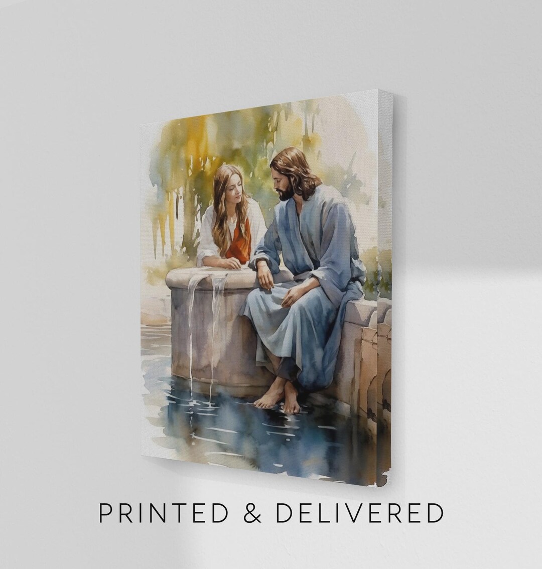 PRINTED Jesus and Samaritan Woman at the Well Christian Wall Art ...
