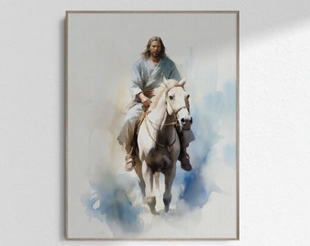 キリストの乗馬画 イエスと白馬 白い馬に乗ったイエス キリスト教の