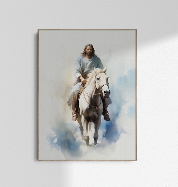 キリストの乗馬画 イエスと白馬 白い馬に乗ったイエス キリスト教の