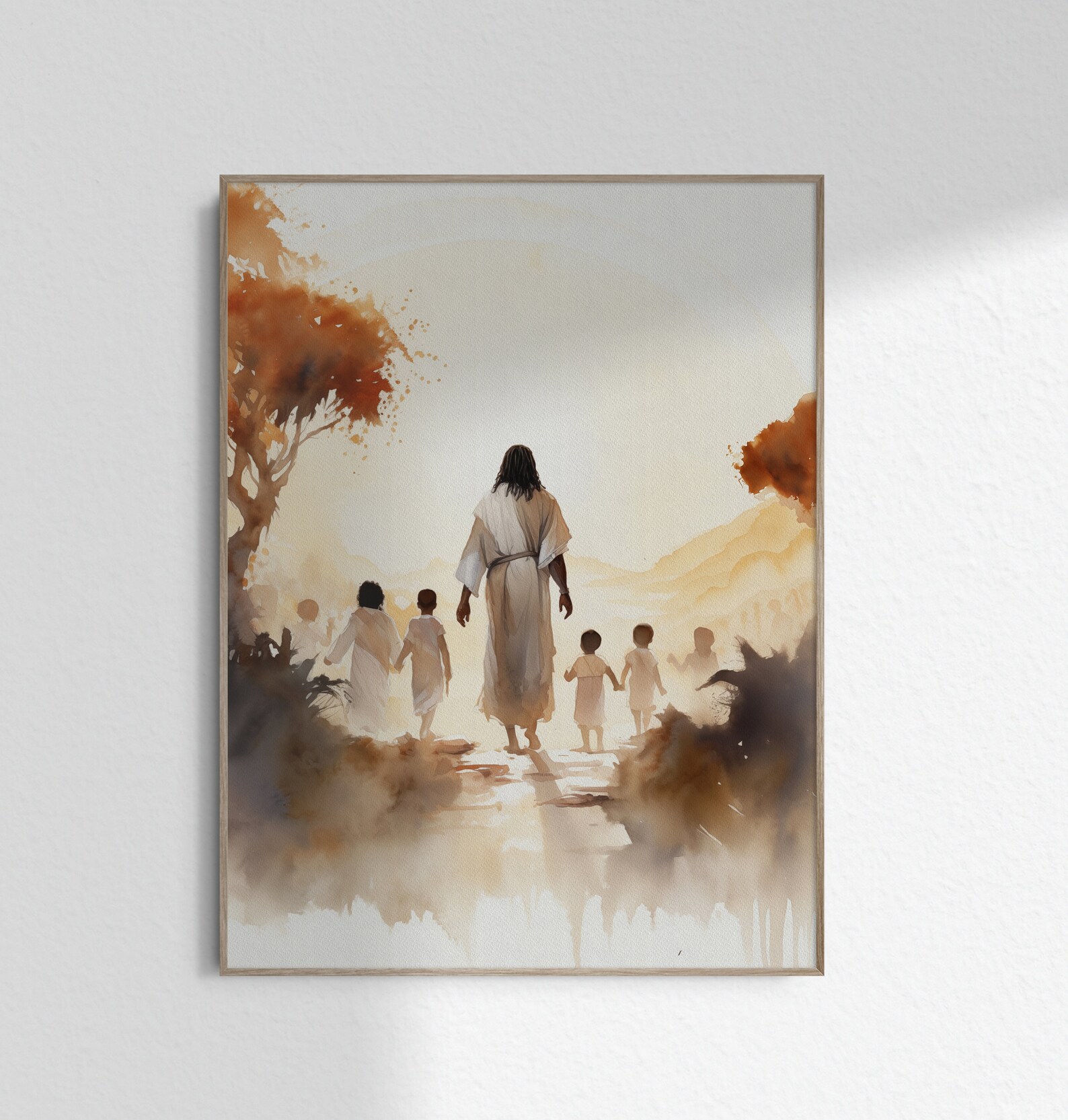 Black Jesus Walking With Children Art Black Christ With Children Print ...