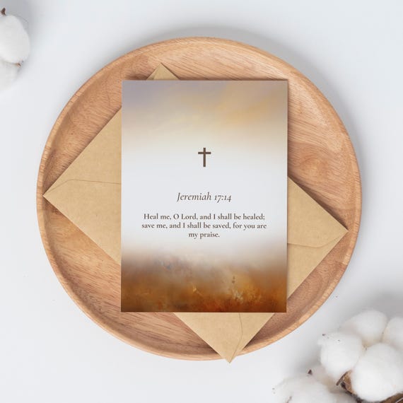 エレミヤ 17:14 聖書アート印刷可能、聖書の一節アート、壁装飾