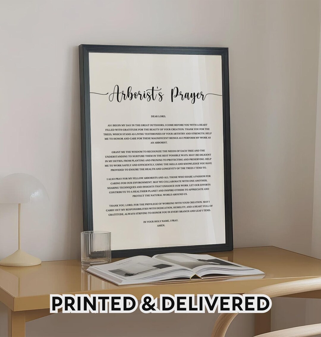 印刷されたアーボリストの祈りのギフト、アーボリストへのギフト、キリスト教の壁アートポスター、印刷され額装されたアートワークプリント - Etsy 日本