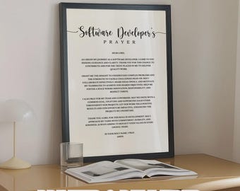 PRINTED Software Developer's Prayer Gift for Software Developer, Christian Wall Art Poster Printed and Framed Artwork Print