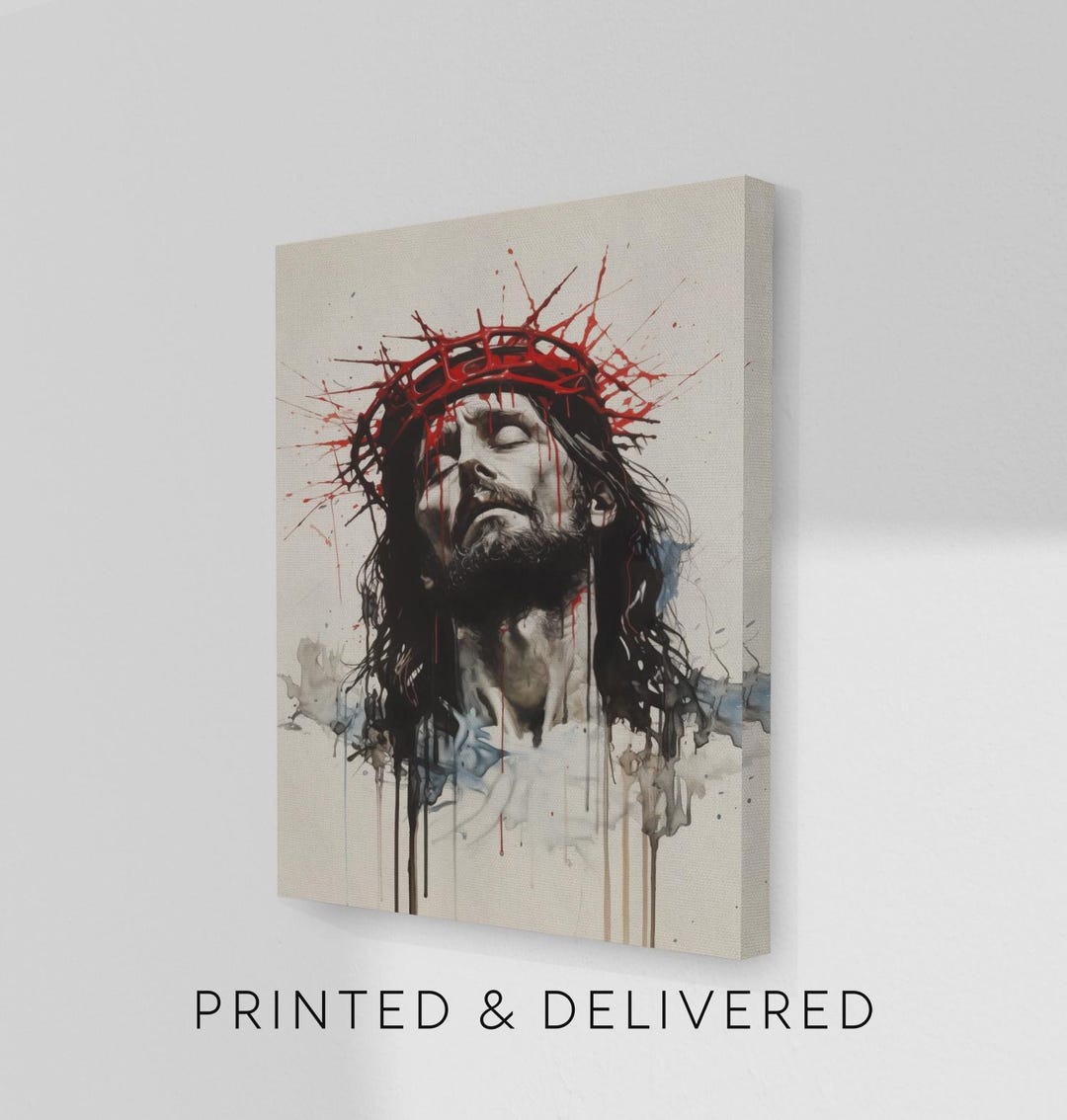 PRINTED Jesus With Crown of Thorns Christian Wall Art Painting Poster ...