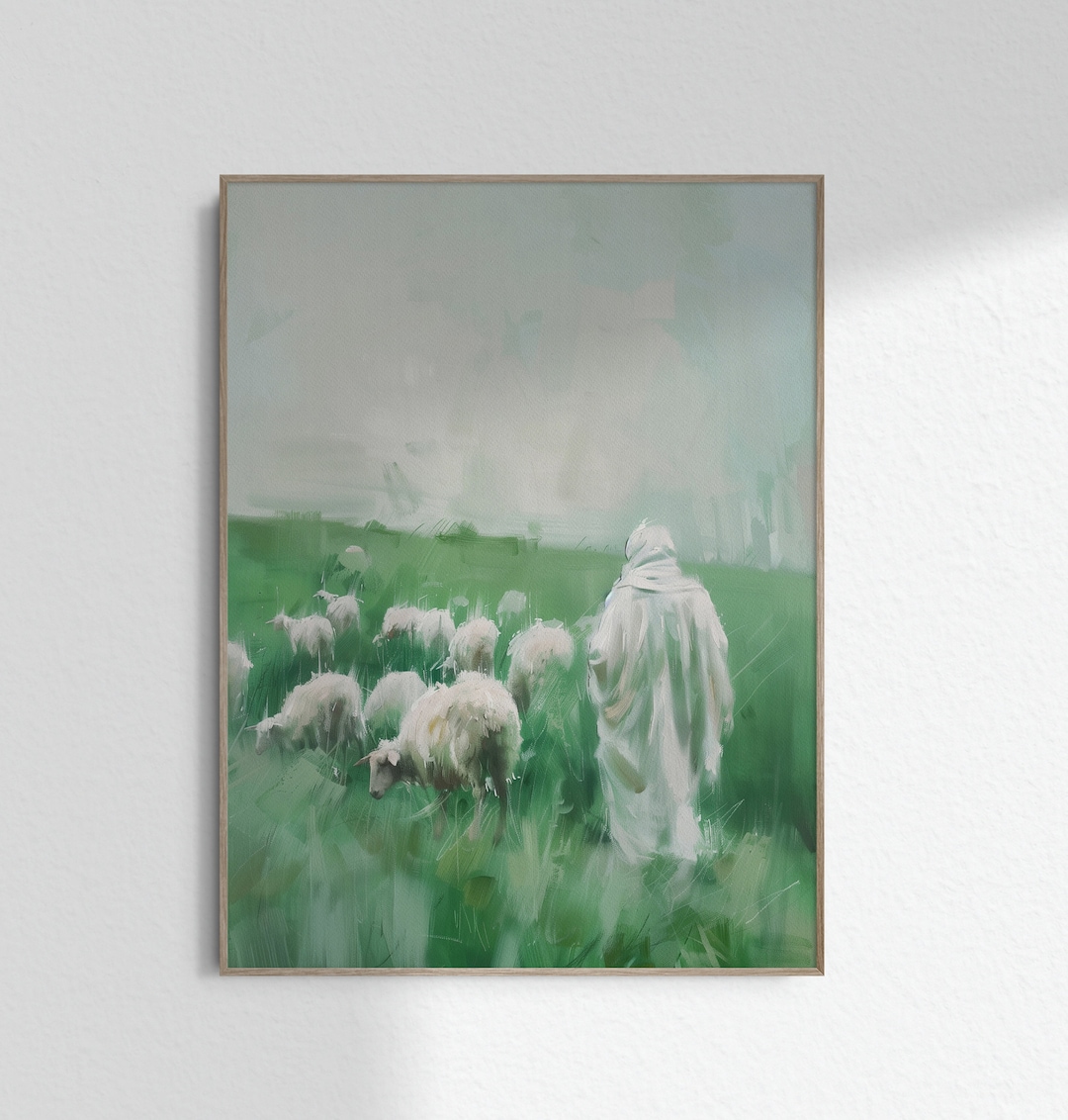 Abstract Jesus With Sheep Christ With Sheep Good Shepherd Art