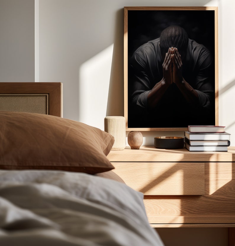 Black Man Praying Black Christian Dad Art African American Painting black-man-praying-black-christian-dad-art-african-american-painting