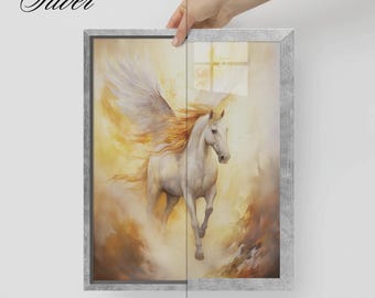 翼を持つ馬、ペガサスのキリスト教の壁アート絵画ポスタープリントと額