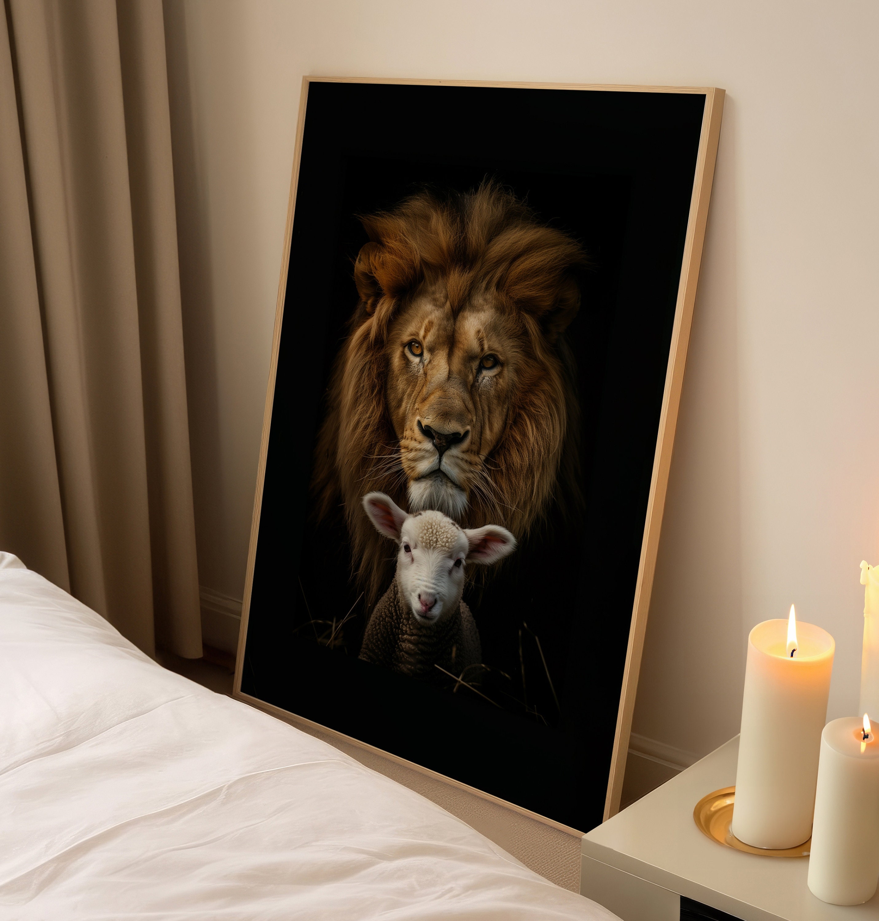 Gesù leone e agnello decorazione da parete Gesù immagini per parete