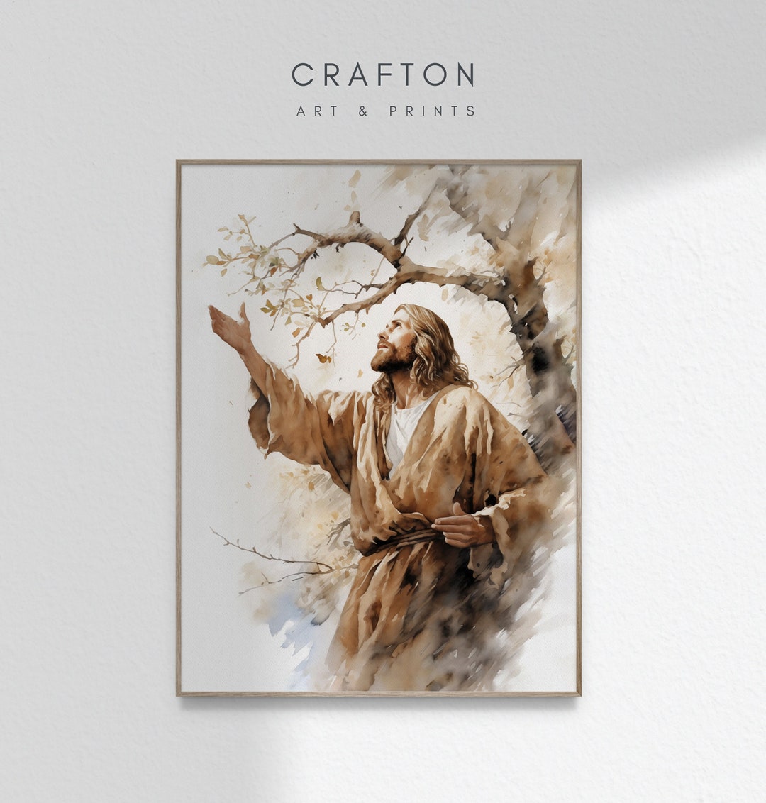 Jesus Withers the Fig Tree Jesus Curses Parable Painting Watercolor