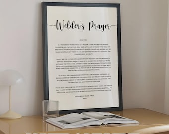 GEDRUKT lassersgebed cadeau voor lasser, christelijke muurposter gedrukte en ingelijste kunstwerkafdruk