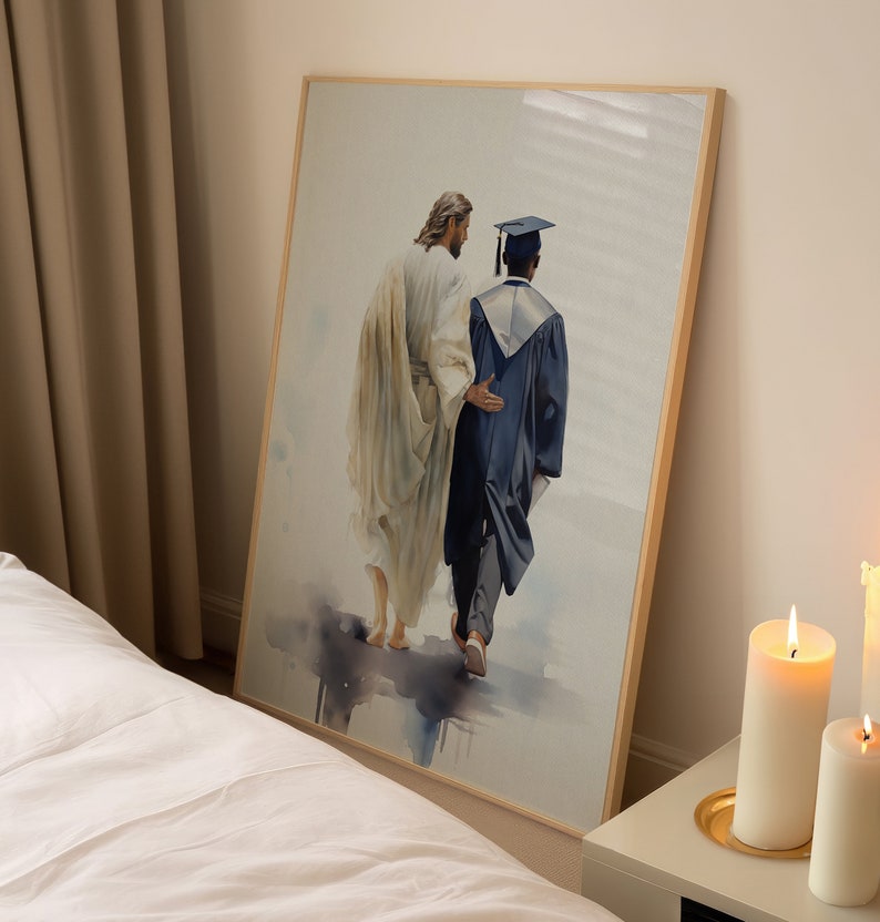 Christian Graduation Gift for Him Custom Jesus and Black Boy Graduation