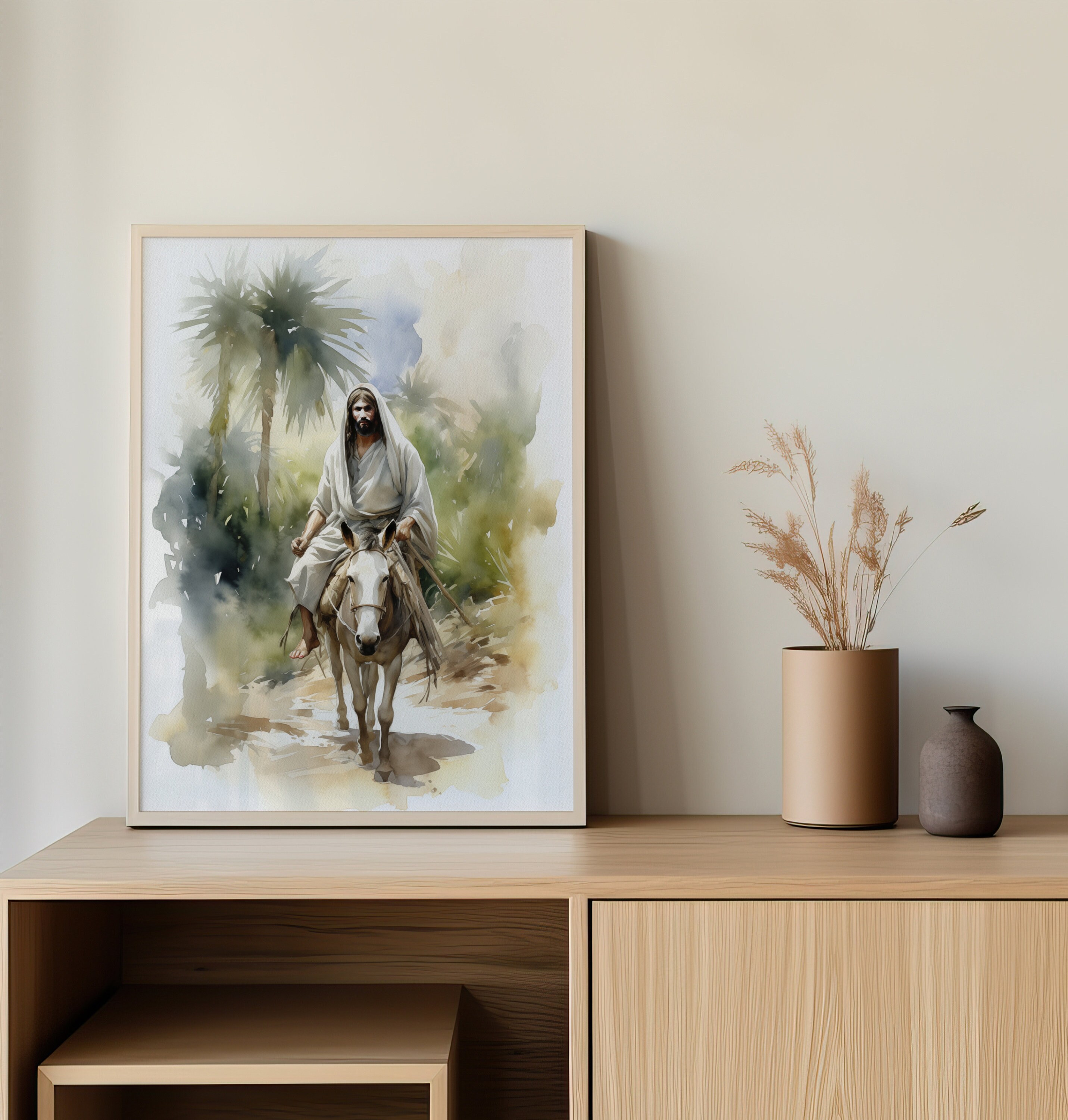 Jesus on a Donkey Riding to Jerusalem Art Wall Decor Picture Poster ...
