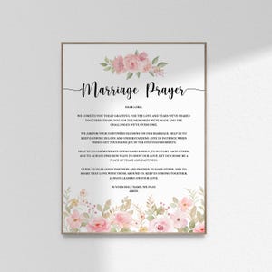 Christliche Ehe Gebet Paar Geschenk, Gebet rosa Blumen Bibel Wand Kunst Hochzeitstag Geschenk Druck Poster druckbare DIGITAL DOWNLOAD