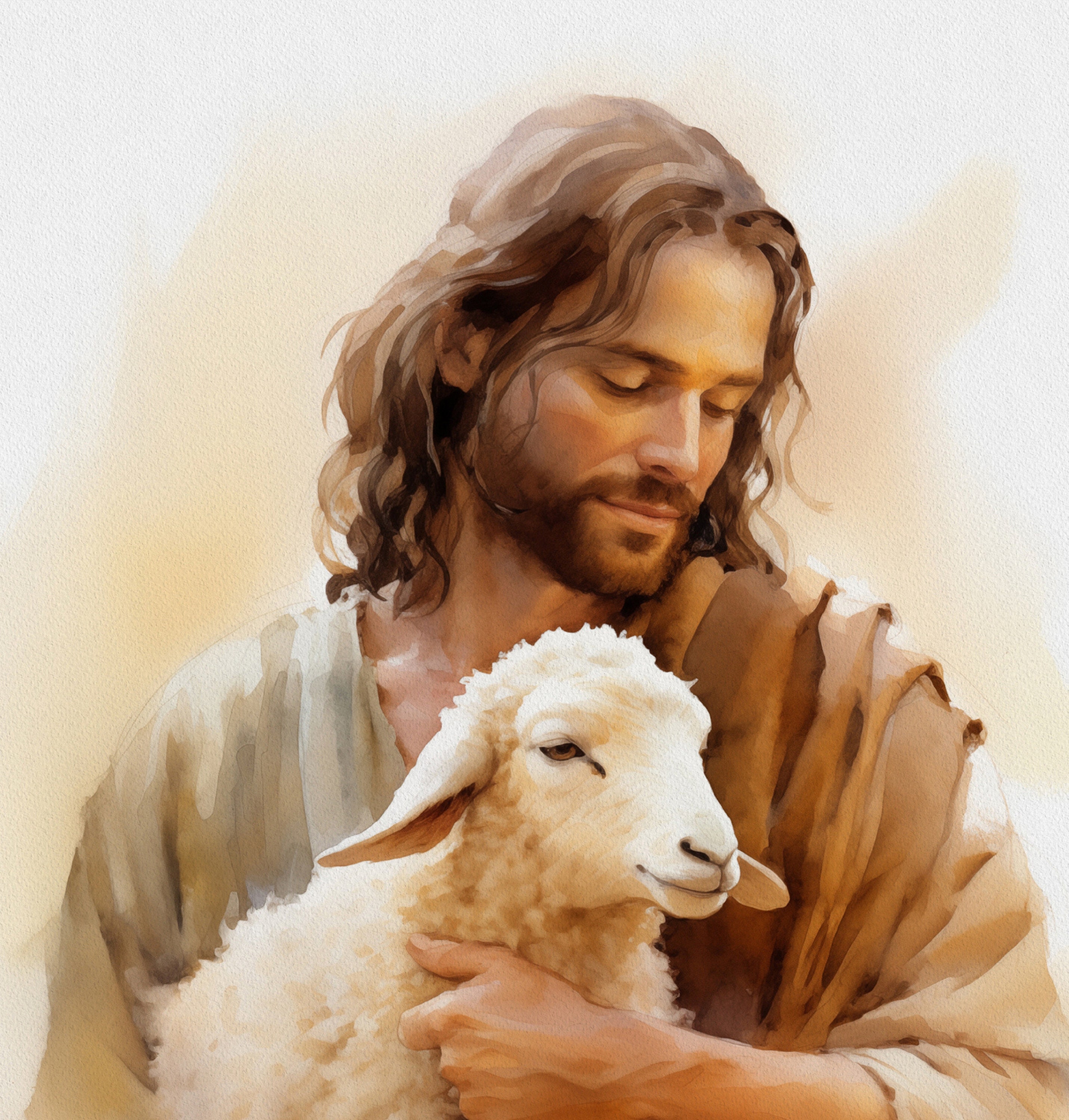 Cekjekle Póster con cuadro de Jesús, lienzo de Jesús y el cordero, arte