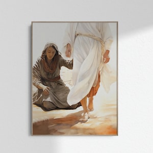 Hem of His Garment Print Bleeding Woman Art Touching the Hem Healing Art Christian Painting Jesus Poster Printable DIGITAL DOWNLOAD