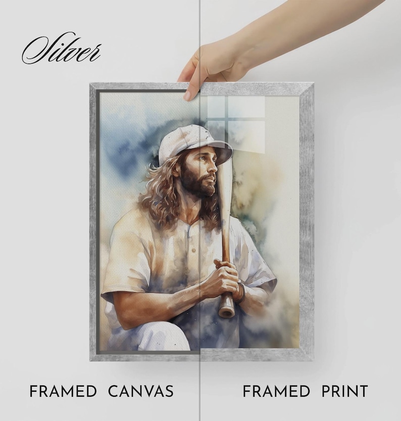 PRINTED Jesus Playing Baseball Christian Wall Art Painting Poster ...
