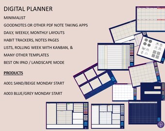A001|Full Year Digital Planner | Sand|iPad Planner|GoodNotes | Landscape
