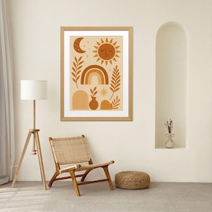 Boho Sun & Moon Vibes – Earth Tone Digital Wall Art Printable