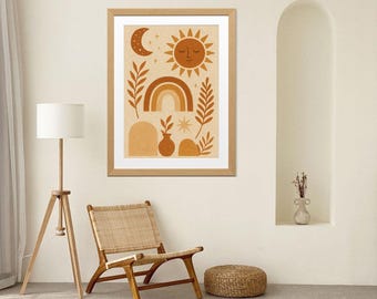 Boho Sun & Moon Vibes – Earth Tone Digital Wall Art Printable