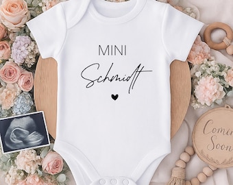 Mini surname baby bodysuit short sleeve personalizable with name | Announce pregnancy | Baby | Birth | Baby gift | Birth gift