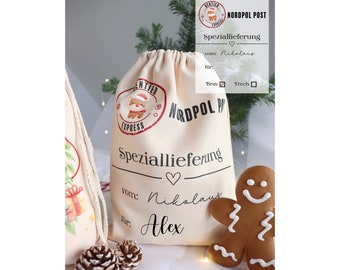 Christmas sack name personalized | Bag for St. Nicholas Christmas |Gift for St. Nicholas sack bag |Christmas gift bag jute sack