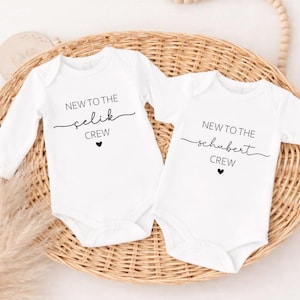 Baby bodysuit "New to the Crew" short-sleeved, personalized with name | Pregnancy announcement | Baby | Birth | Baby gift | Birth present