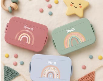 Mepal Personalisierte Brotdose Kinder Regenbogen, Brotdose Kindergarten Schule Kita, Geschenk Einschulung