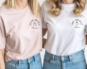 JGA T-Shirt personalisiert mit Name | personalisiertes JGA Shirt | Braut T-Shirt | JGA | Junggesellinnenabschied | Brautparty Team Braut